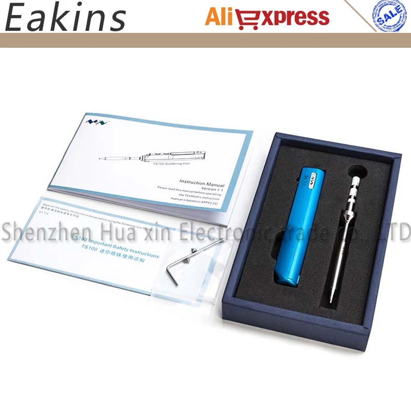 NEW Blue TS100 Pen-type MINI Programmable Smart Adjustable Digital LCD Electric soldering iron with TS-I soldering tip