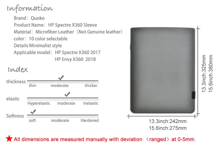 Ультра-тонкий супер тонкий рукав чехол, микрофибра кожа ноутбук рукав чехол для hp Spectre Envy X360 13,3