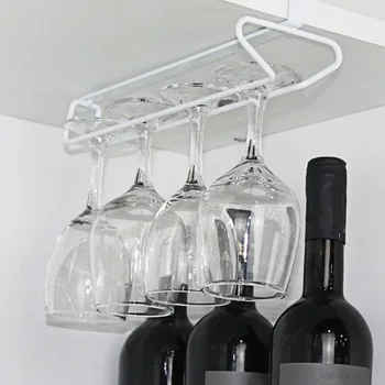 

Behokic Single Double Row Hang Rack Wine Goblet Glass Shelf Stemware Hanging Rack Holder for Home Dining Coffee Houses Bar