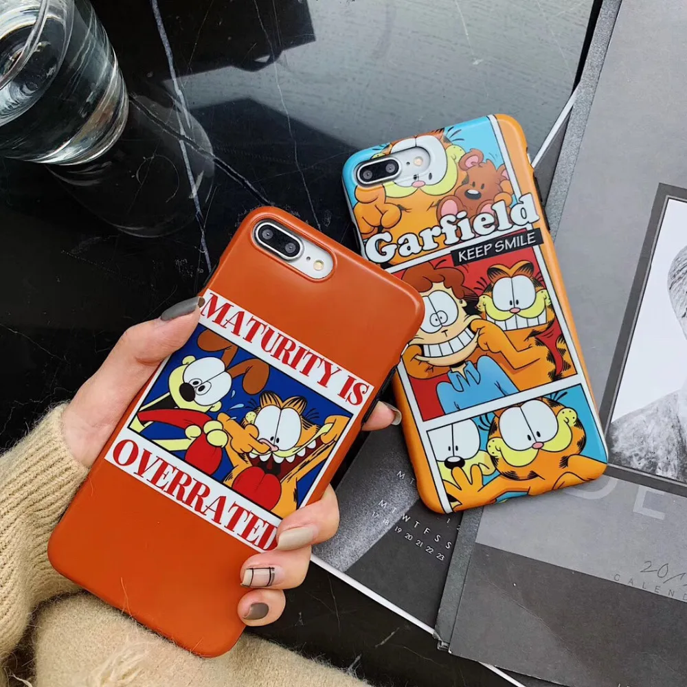 

maosenguoji funny lovely cartoon cute Garfield cat fashion soft Mobile Phone Case for iphone 6 6s 6plus 7plus 8 plus X XR XS MAX