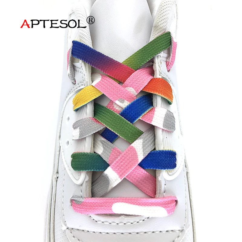 APTESOL 1 Pair Women Men Flat Shoelaces 80cm 100cm 120cm 150cm Student Gradient Color Elastic Shoelaces for Casual Sneakers 