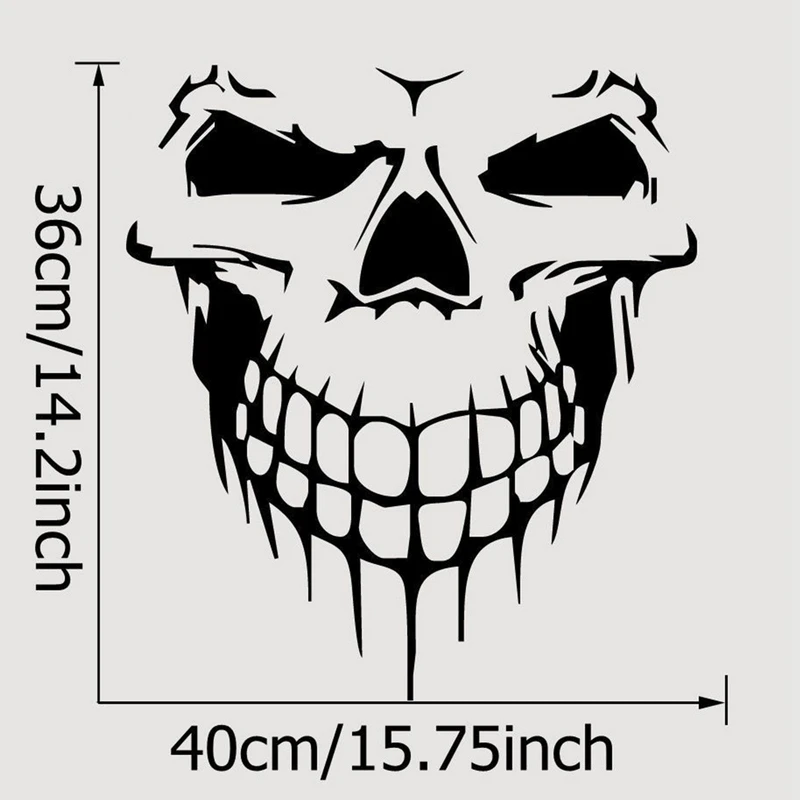 1 PC Big Size 40x36CM Skull Head car sticker Reflective Vinyl Car Styling Car-covers Engine hood door window truck Car sticker (3)