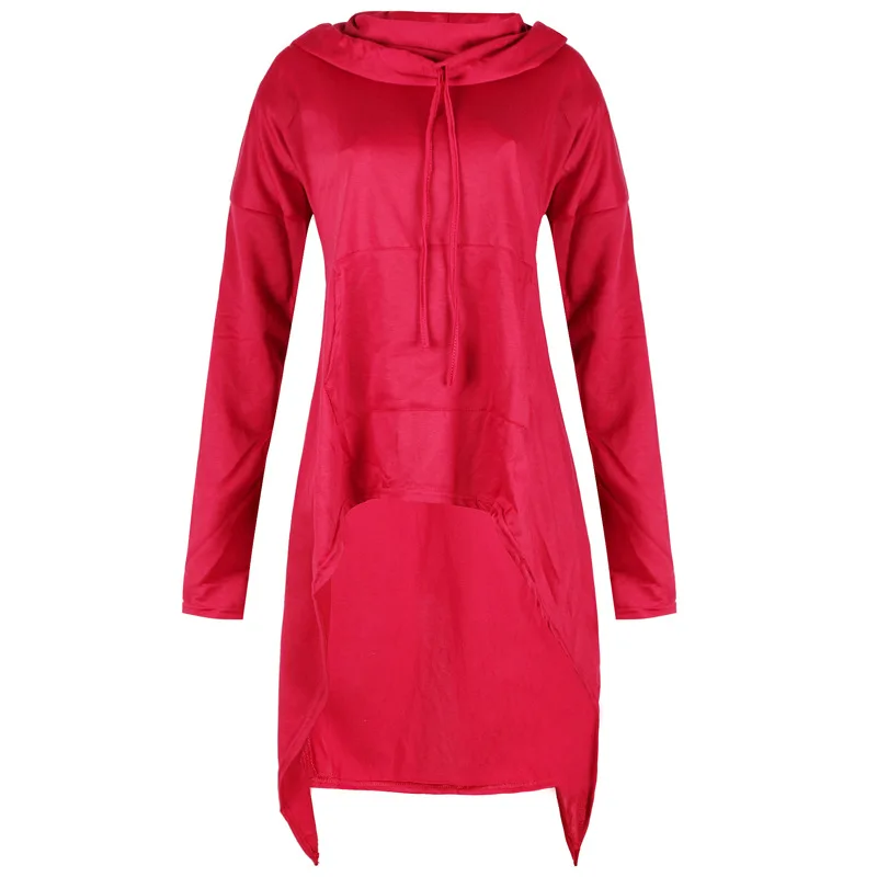Женская толстовка размера плюс на осень и зиму, Свободный пуловер с капюшоном, Повседневная Осенняя Женская одежда с рукавами «летучая мышь» - Цвет: Красный