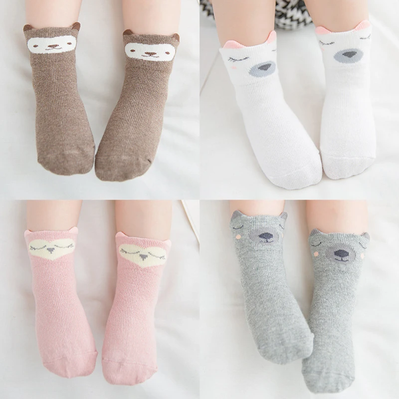 3 пары детских носков носки для новорожденных с рисунками животных хлопковые нескользящие короткие носки для малышей Детские летние носки для мальчиков и девочек