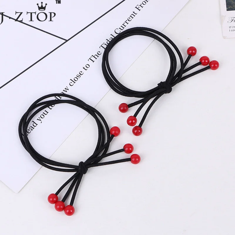 

Fashion Cute Red Color Pearls Bead Hair Rope Women Girl Hair Accessories Ponytail Elastic Hair Bands