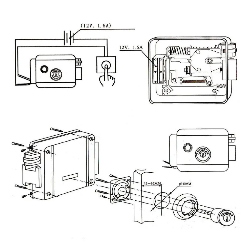 Security Electronic Door Lock Release DC 12V Support Install Wooden Glass Metal Fireproof Door for Video Door Phone Doorbell