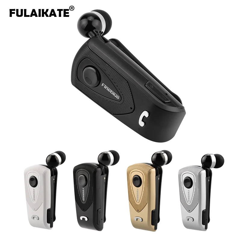 

FULAIKATE Clip On Business Telescopic Bluetooth Earphone for Mobile Phone Wireless Headset Smart One Drag Two Stereo Earpiece