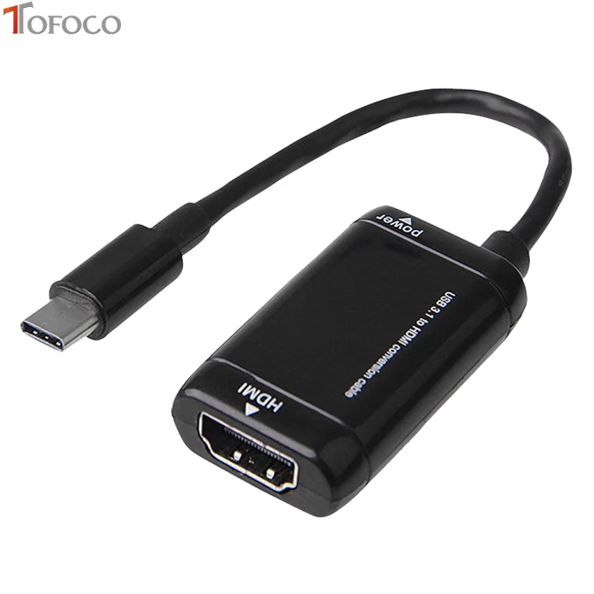 TOFOCO 1 шт. usb type C для hdmi-кабель, адаптер 1080 P адаптер высокой четкости черный для адаптер HDMI VGA