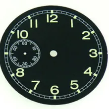 38.9 мм черный циферблат зеленый маркеры подходят Рука обмотки 6497 Движение 44 мм старинные часы случае