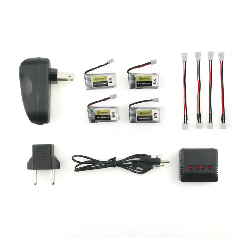4 шт./5 шт./6 шт. Eachine E010 E010C E011 E013 мини Радиоуправляемый квадрокоптер 3,7 V 260MAH 45C Libo аккумуляторная батарея зарядное устройство набор комбо - Цвет: 4pcs set