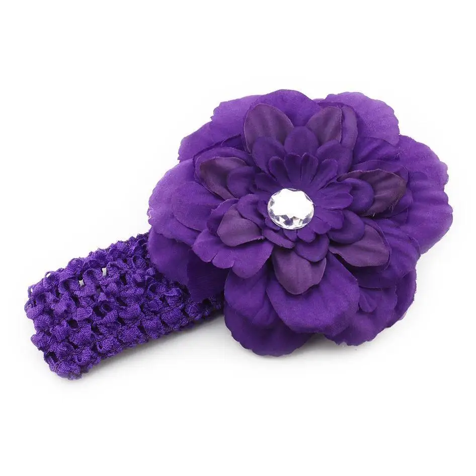 Children Accessories Baby Girls Beautiful Elastic Headband Purple Peony
