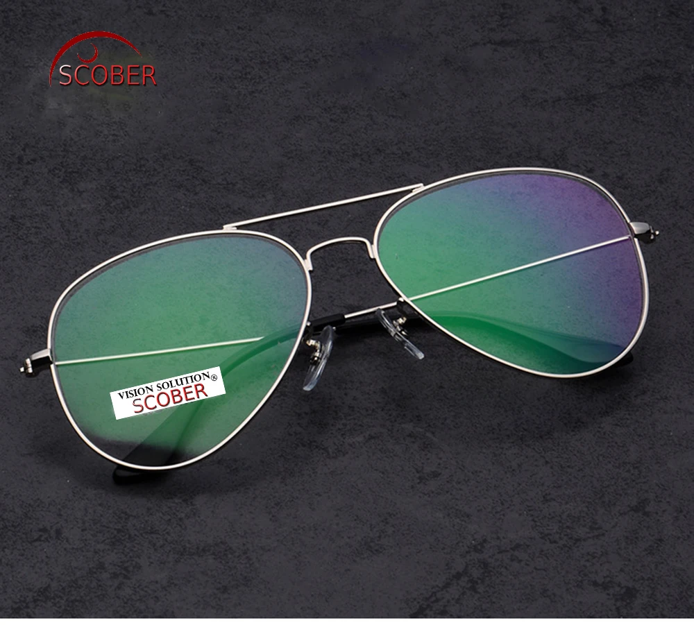 

= SCOBER = Classic Pilot Large Reading Glasses Advanced Alloy Fashion Spectacles Eyeglasses +1 To +6 Can Custom Prescription