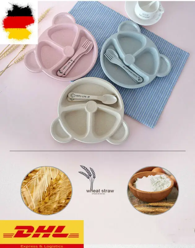 

Baby Toddler Kids Table Food Tray Plate Bowl Dish Feeding Divided Sections