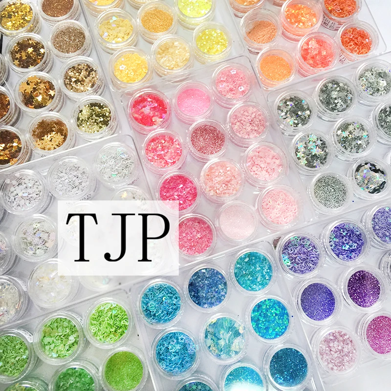 

12Box/set Laser Glitter Flakes Powder Set Star Heart Sequins for UV Resin Epoxy Resin Decoration Jewelry Accessories