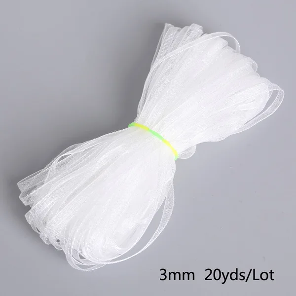 3 мм 20 ярдов лента из органзы для одежды швейная ткань подарочная упаковка «сделай сам» свадебное украшение лента принадлежности для вечеринки - Цвет: white