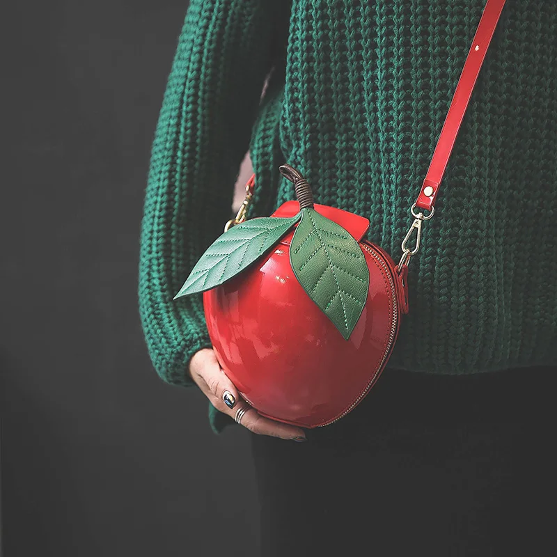 2018 Newest Hot Cute Cartoon Bags Apple Shape Shoulder Bag for Girls Mini Crossbody Bags Personality Purse Fashion Messenger Bag (29)
