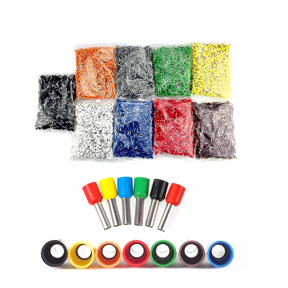 

100pcs/Pack E0508 E7508 E1008 E1508 E2508 Insulated Ferrules Terminal Block Cord End Wire Connector Electrical Crimp Terminator