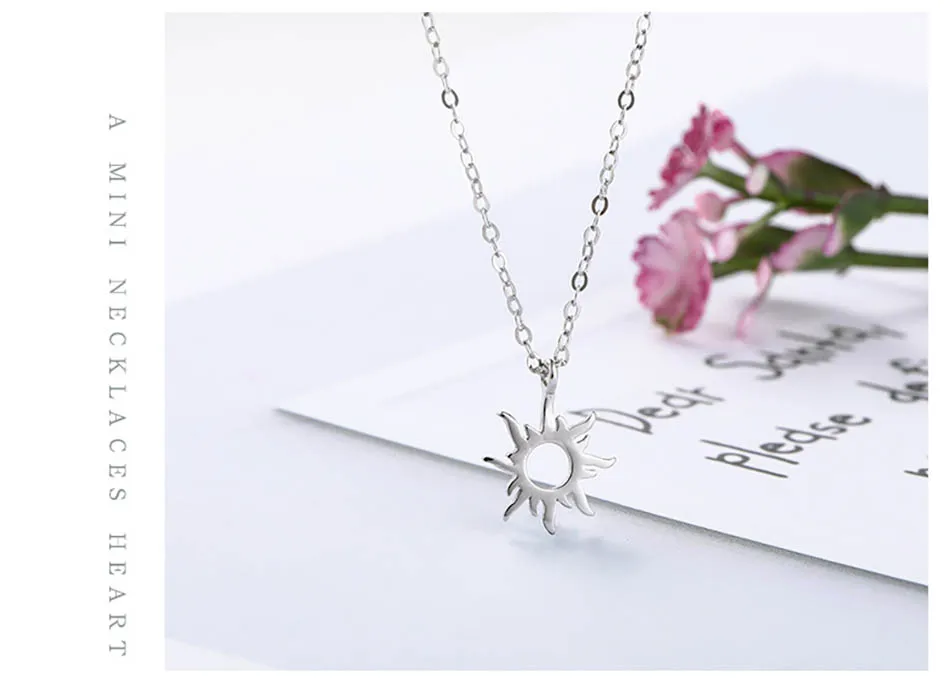 6Virgooer Silver Necklace New Fashion Sun Pendant Vintage Design Chain Necklace Woman Jewelry Gift Collares De Moda 2018