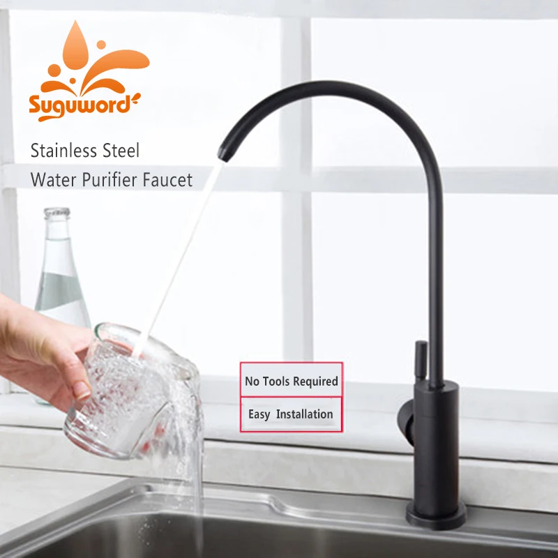 

Black Water Purifier Faucet Home 304 Stainless Steel Kitchen Faucet Sink Straight Drink Machine Faucet