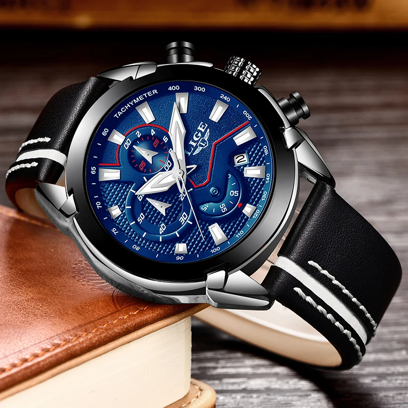

LIGE Watch Men Fashion Sport Quartz Watch Mens Watches Top Brand Luxury Waterproof Military Leather Date Clock Relogio Masculino