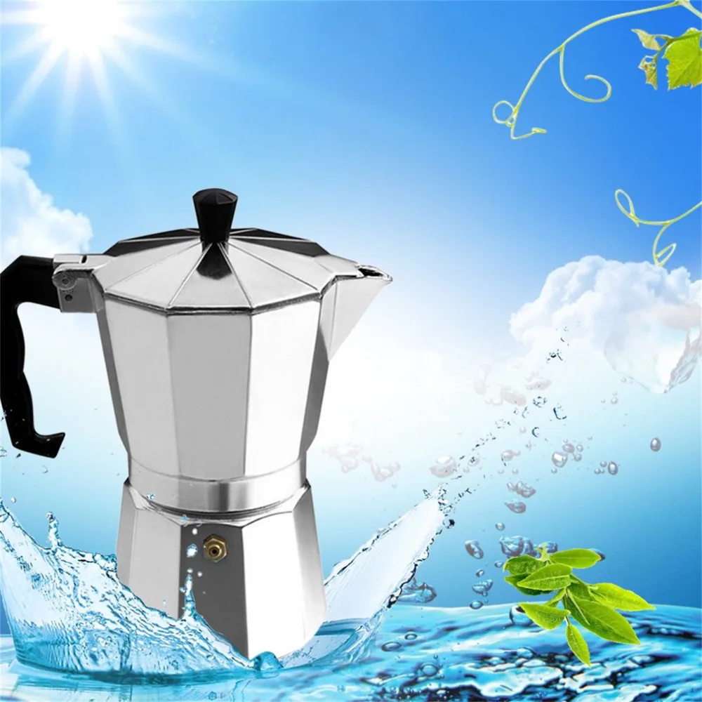 Алюминиевая 8-Angle Moka кастрюля эспрессо Плита Топ Кофеварка Moka эспрессо чашка Континентальный Moka Percolator горшок 3 чашки/6 чашек