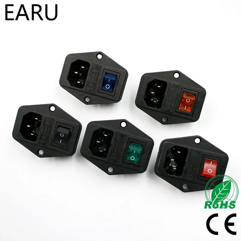 

High quality Black Red 10A AC 250V 3 Terminal Power Socket with Fuse Holder Rocker Switch NEW AC Power Cord Inlet Plug Socket