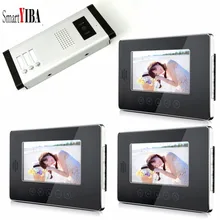 Smartyiba 3 единицы видеодомофон телефон двери квартиры Системы HD Камера 7 «дюймов монитор видео звонок Система контроля доступа