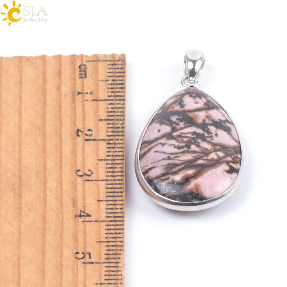 Подвески капли из натуральной воды CSJA Reiki для ожерелья зеленый авантюрин розовый