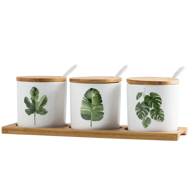 

3pcs/set Ceramic Storage Cover Jars Modern Style Sugar Salt Dried Fruit Storage Tank Jar Organization Gifts
