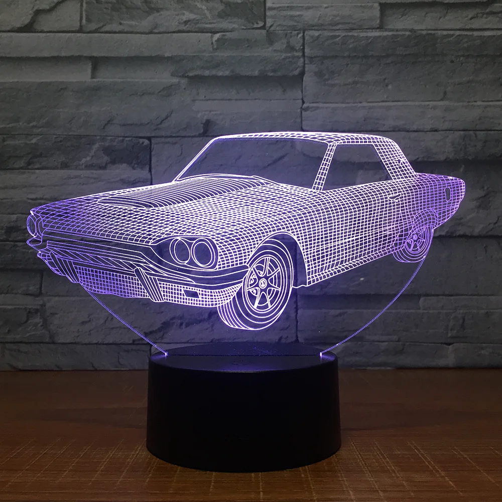 Модель автомобиля светодиодная 3D лампа Usb Иллюзия красочная настольная Дети