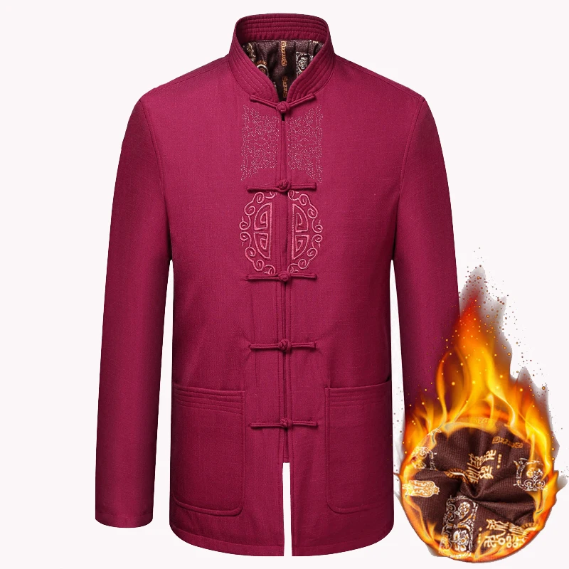 Winter Cotton Linen Thickening Cashmere Jacket Chinese Traditional