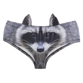 

LEIMOLIS raccoon funny print sexy hot ear panties female kawaii Lovely underwear push up briefs women lingerie thongs
