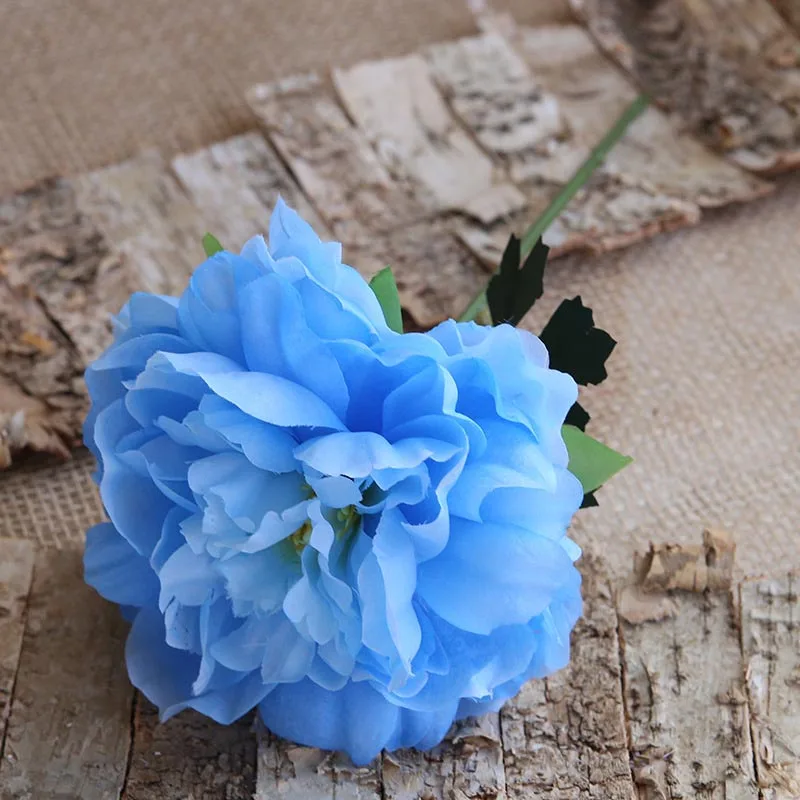 Искусственный цветок 9 цветов 15 см диаметр Один французский пион DIY цветок стены дома Свадьба Банкет Рождество украшения - Цвет: dark blue
