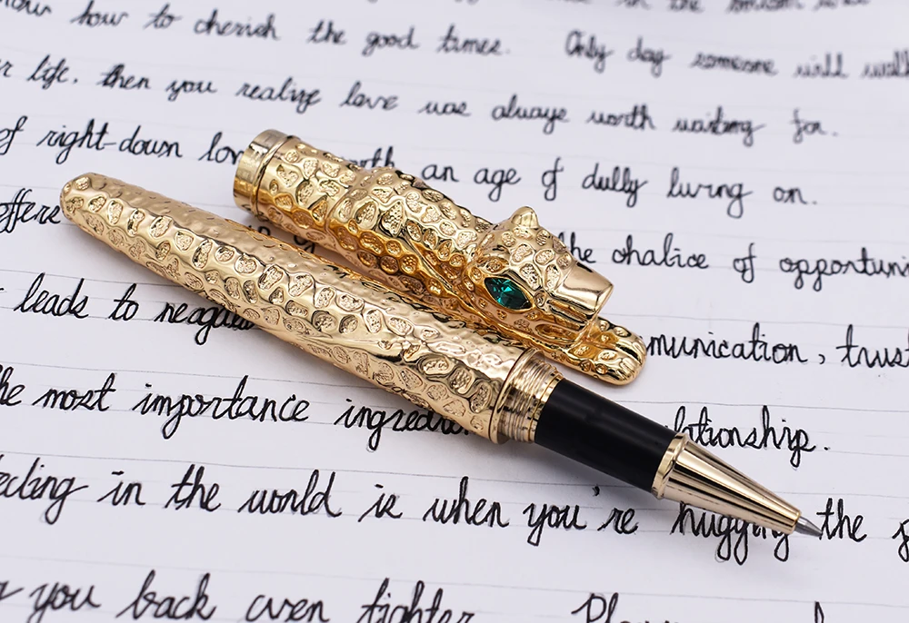 Новинка Jinhao Cheetah полностью Металлическая Золотая шариковая ручка роскошная