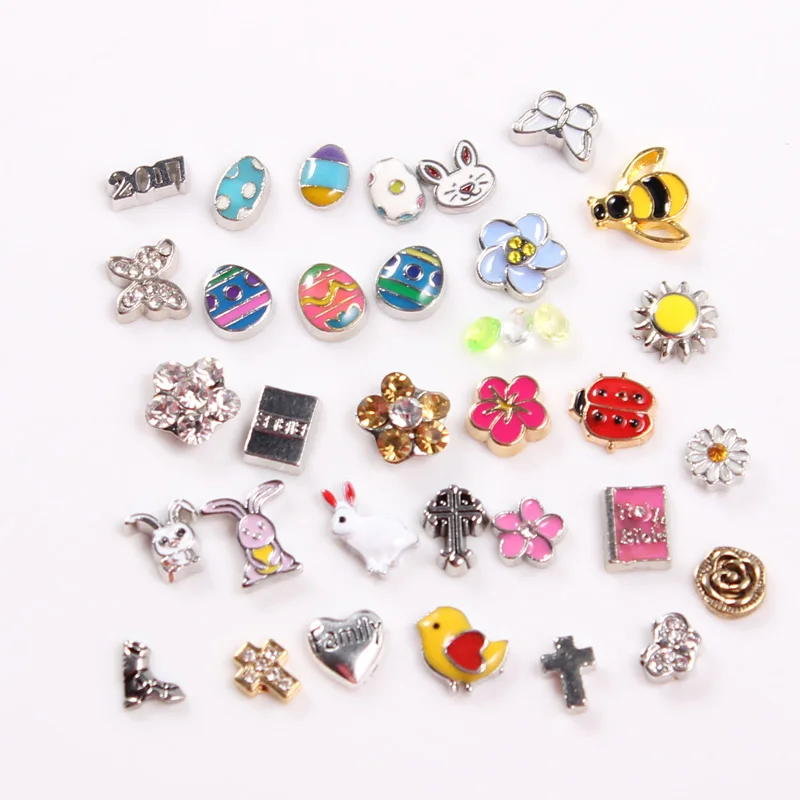 2017 Новые Пасхальные плавающие амулеты яйцо Rabit семья цветок бабочка Крест