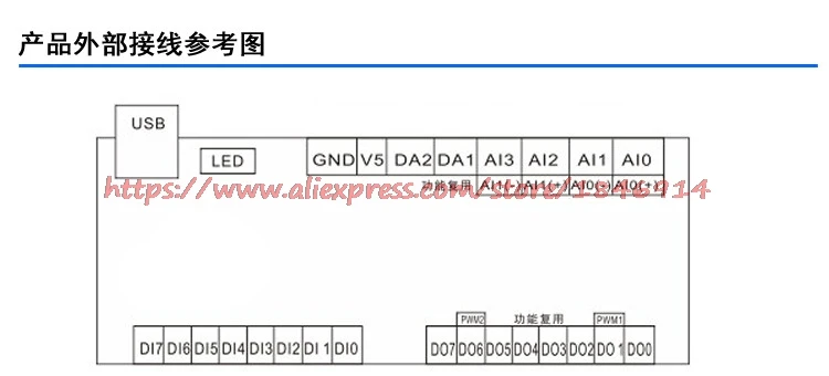 USB карты сбора данных 4 way ADC 2 way DAC 8 road DI DO 2 Road ШИМ 16 бит AD Модуль