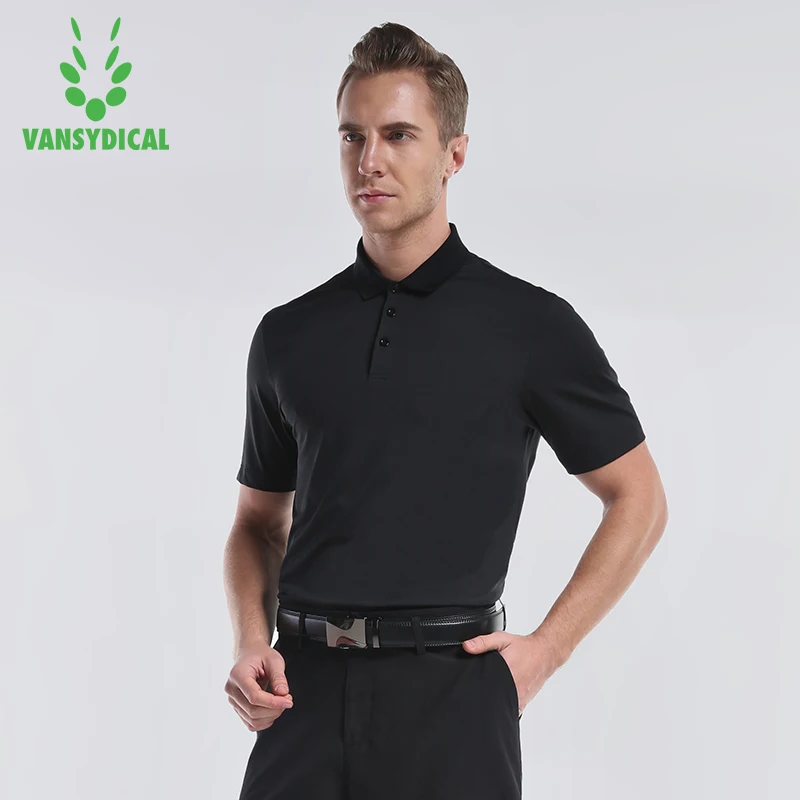 Vansydical العلامة التجارية التجفيف السريع قمصان غولف للرجال المألوف تي شيرت قصيرة الأكمام قميص بولو ل الرياضة في الهواء الطلق