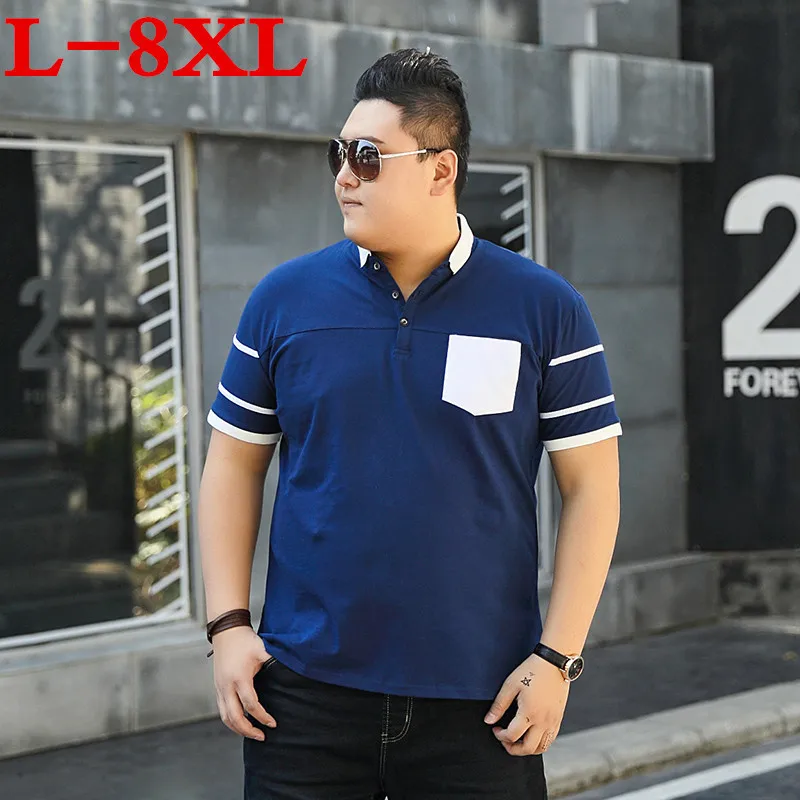 9XL 10XL 8XL plus size Men polos Solid Short Sleeve Loose Fit Mens