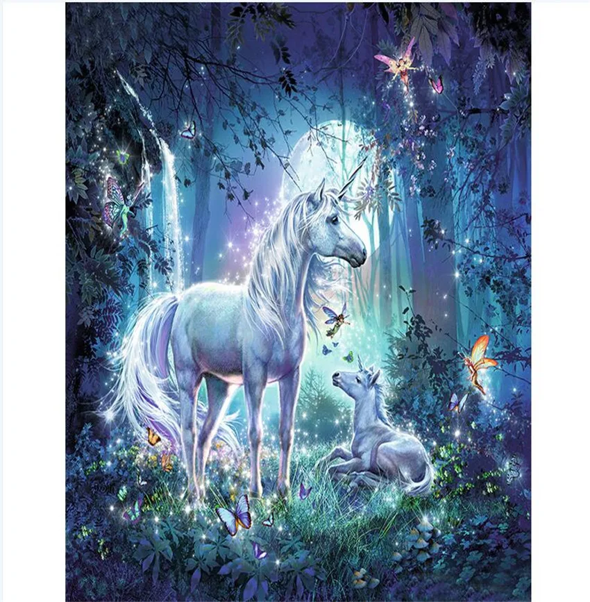 DIY Digital Painting By Numbers Package Flash unicorn oil painting