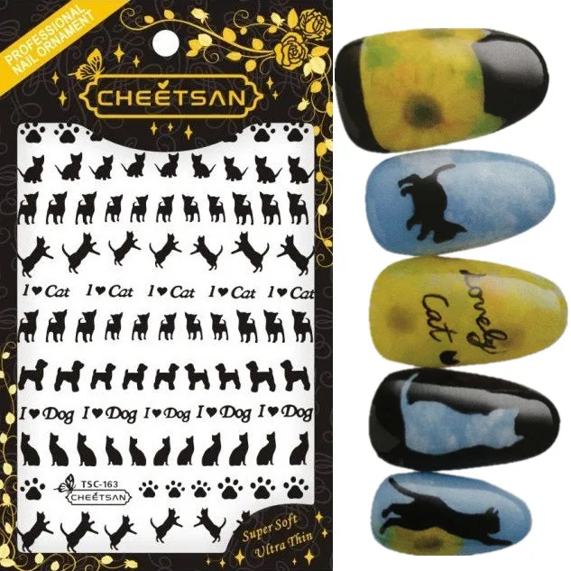 

Newest 3d nail art sticker dream CUTE cats DOGS TSC-163 Decals Tool DIY Nail Decoration Tools for nail