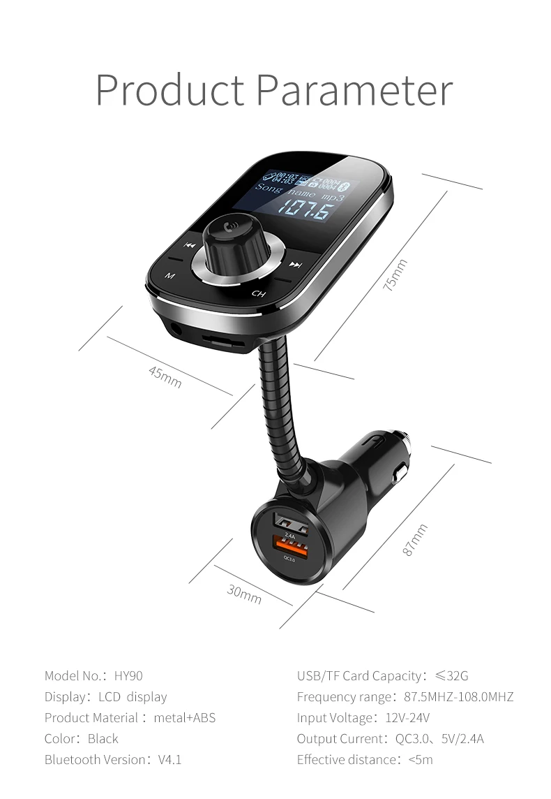 KORSEED FM передатчик модулятор QC3.0 быстрое зарядное устройство двойной USB TF Carddab передатчик для автомобиля Радио Bluetooth громкой связи комплект