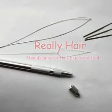 1 шт. алюминий серебристо-ручка вытягивая иглу для Nano Кольца& Micro Кольца ссылки петли Химическое наращивание волос Инструменты 3 иглы