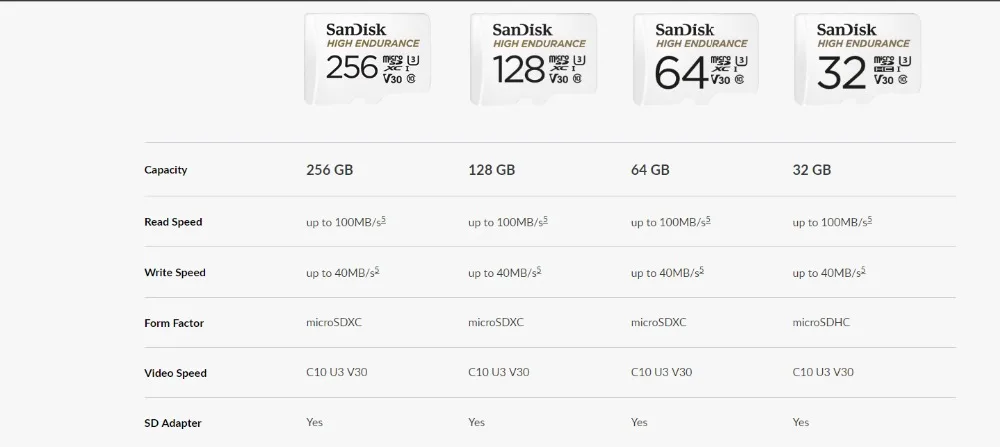 SanDisk высокая выносливость micro SD карта 32 Гб 64 Гб 128 ГБ 256 Гб карта памяти класс 10 U3 V30 Micro флэш-карта 4 K HD microsd