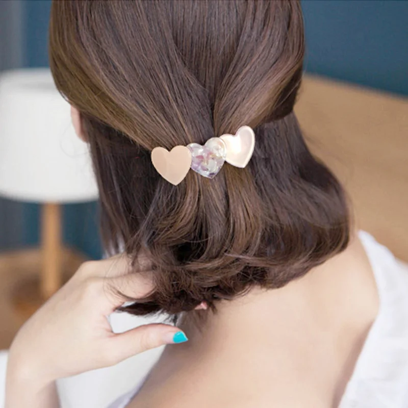 

Fashion Women Cute Charm Heart Round Hair ClipsWedding Crystal Barrettes Hairpin Hair Accessories Gifts Jewelry