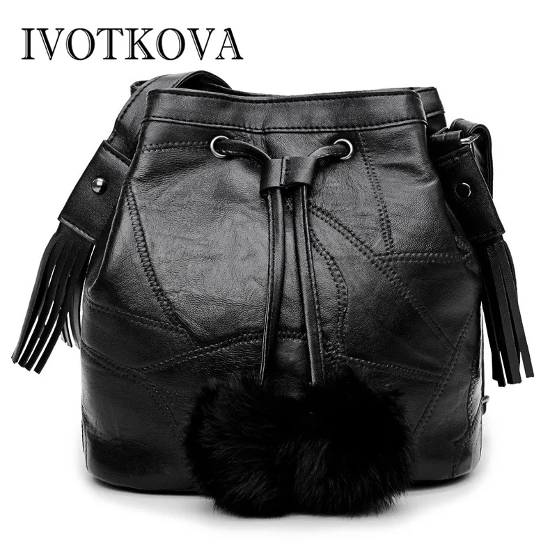 

IVOTKOVA Soft Leather Women Handbags New Design Bucket Lady Shoulder Bags Female Tote Purses Cross Body Bag Bolsa Feminina