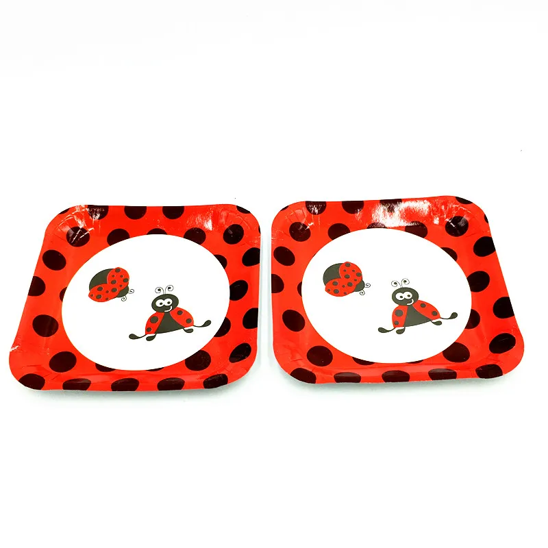 

10PCS/LOT LADYBUG SQUARE PLATES LADYBUG SQUARE DISHES KIDS PARTY FAVORS BIRTHDAY PARTY SUPPLIES LADYBUG PAPER PLATE