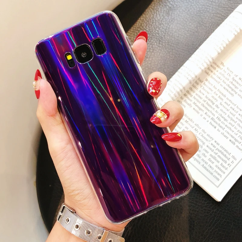 

Glitter Bling Shine Laser Mirror Glossy Shining Back Cover For Samsung Galaxy A6 2018 A8 Plus J4 J6 J3 S8 S9 Soft TPU Phone Case