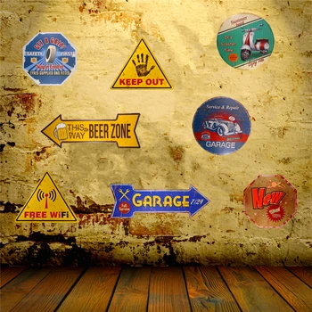 

Vintage Metal Tin Signs Irregular Poster Beer Keep out Free Wifi Arrow Sign Garage Pub Bar With Striking, Home Decor, Man Cave