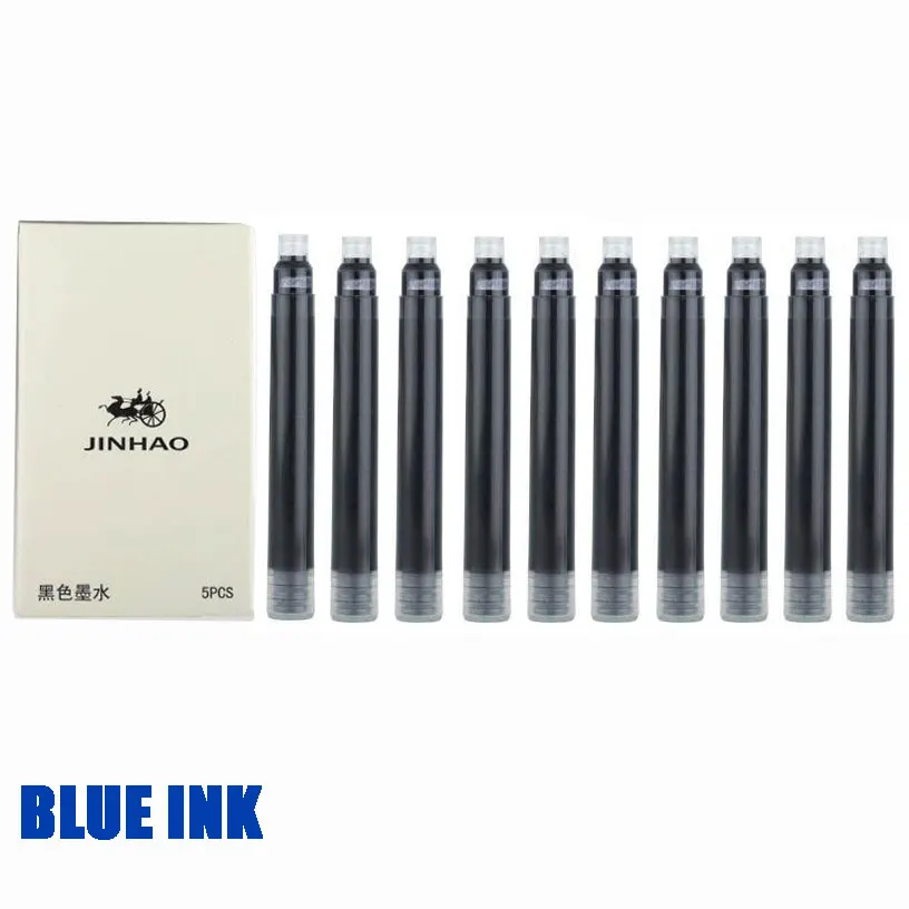 JINHAO 159 18KGP 0,7 мм перо с широким основанием авторучка Фиолетовый Черный Синий Шампанское золотой зеленый красный белый желтый 19 видов цветов на выбор - Цвет: 10 pcs blue ink