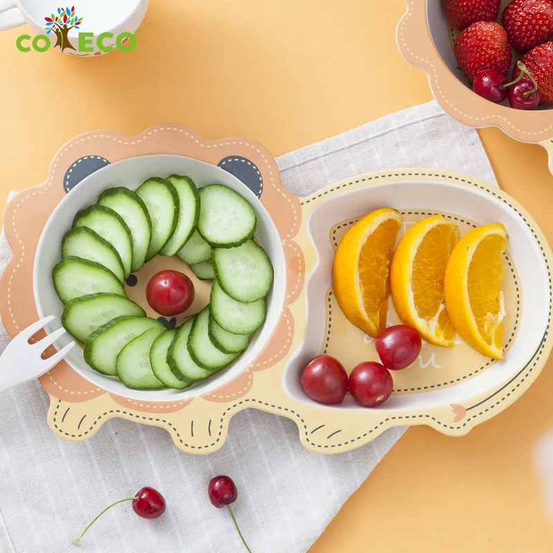 Baby Kids Natural Bamboo Fiber Bowls Cute Cartoon Animal Dishes Baby Feeding Tableware Irregular Children Toddler Portable Plate Baby Kids Natural Bamboo Fiber Bowls Cute Cartoon Animal Dishes Baby Feeding Tableware Irregular Children Toddler Portable Plate